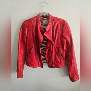 Red 100% Leather Women's Jacket